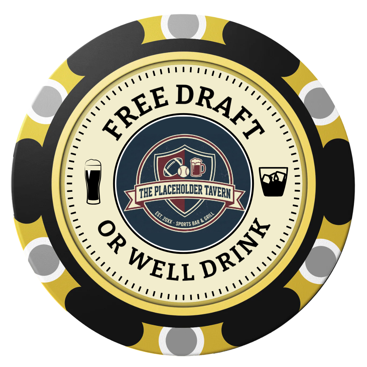 Beer Shop Clay Poker Chips - Black / Monte Carlo / 40mm - Front