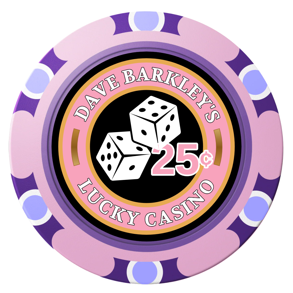 Dave's Lucky Casino Clay Poker Chips - Pink / Monte Carlo / 40mm - Front