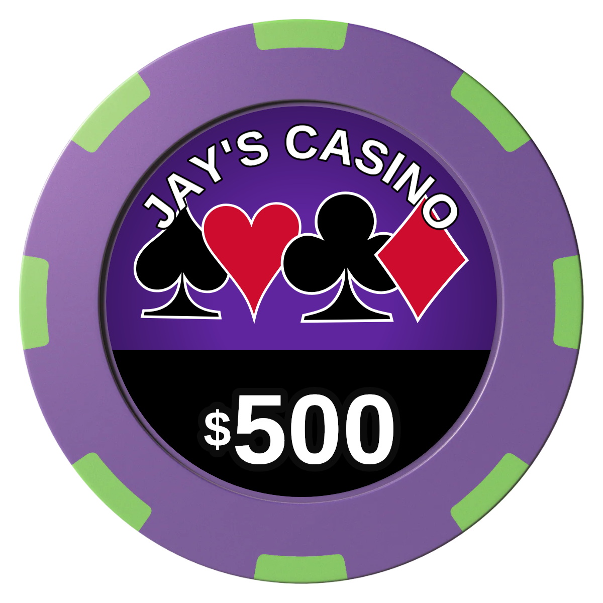 Jay's Casino Clay Poker Chips - Purple / 8 Spot (2 Tone) / 40mm - Front