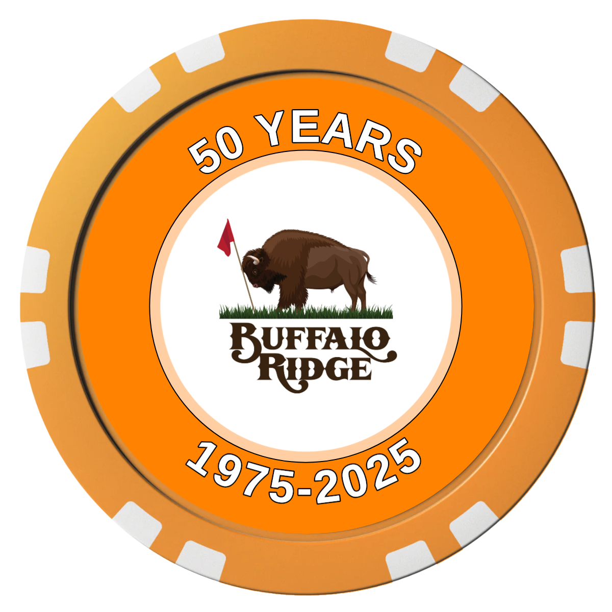 Branded Golf Pro Shop Composite Poker Chips - Orange / Double Stripe - Front