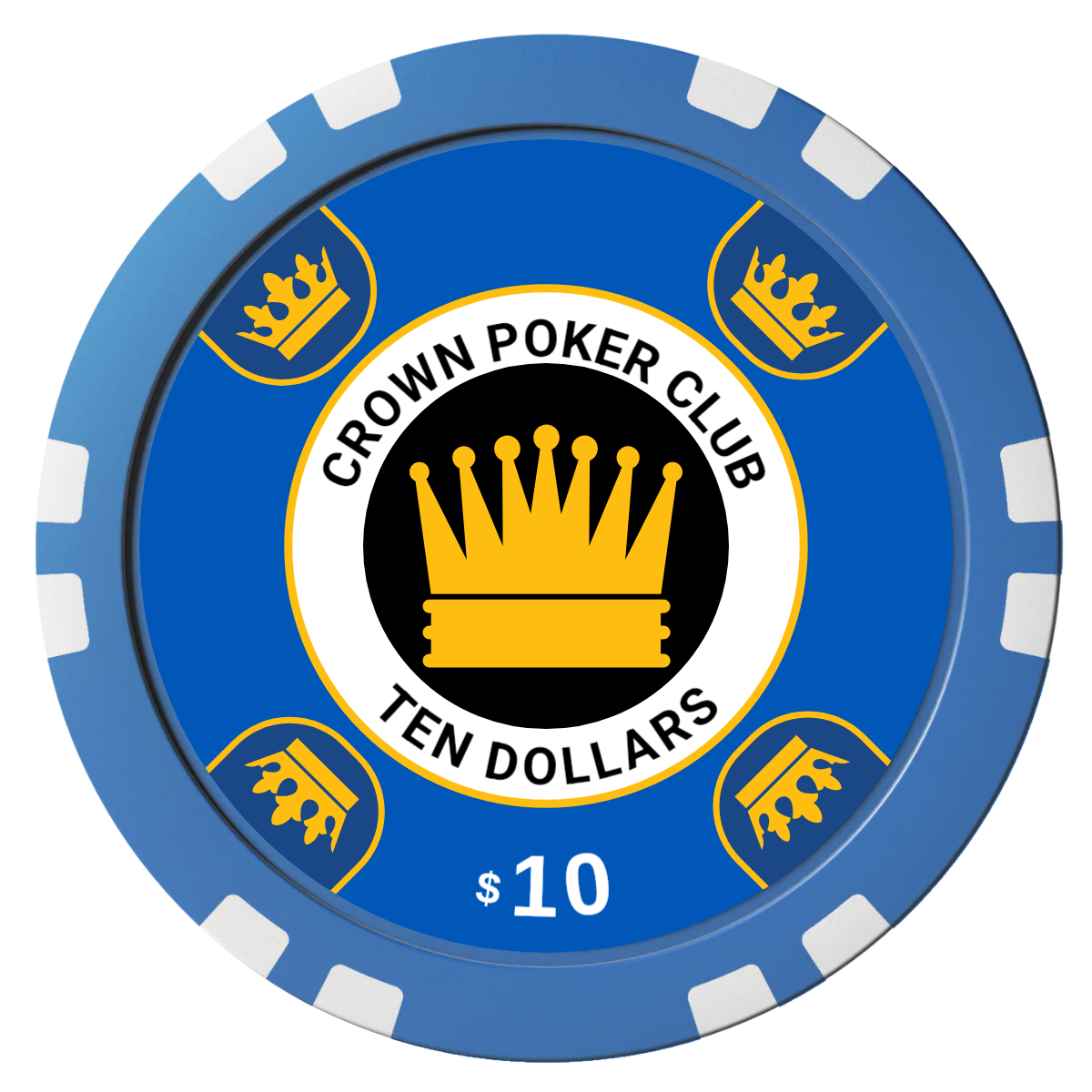 Crown Card Room Composite Poker Chips - Blue / Double Stripe - Front