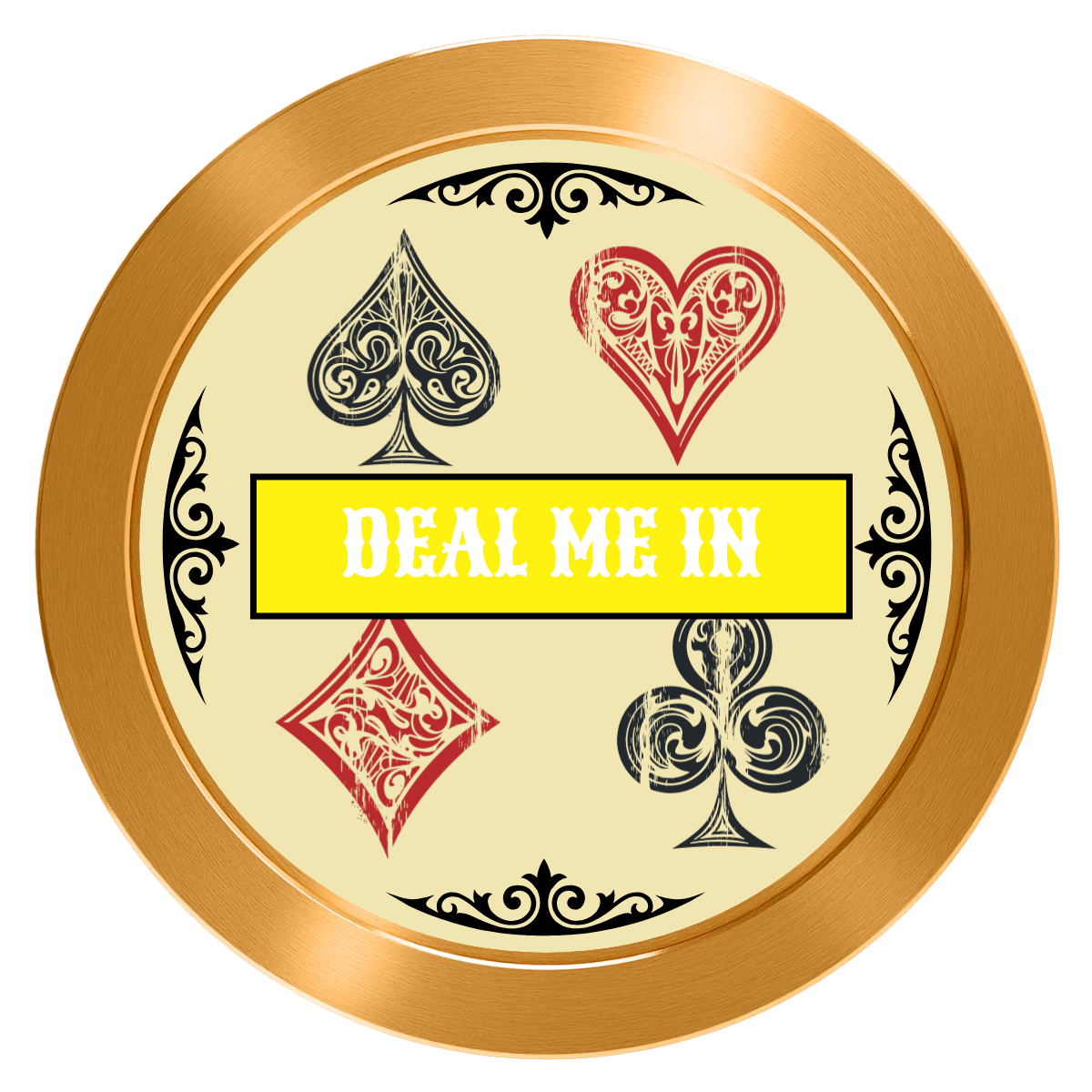 Vintage Four Suits Aluminum Poker Card Guards - Gold - Back