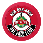 Brew Pub or Pizzeria with Logo 2" Oversized Poker Chip - Custom Dealer Button & Card Protector - Red - Front