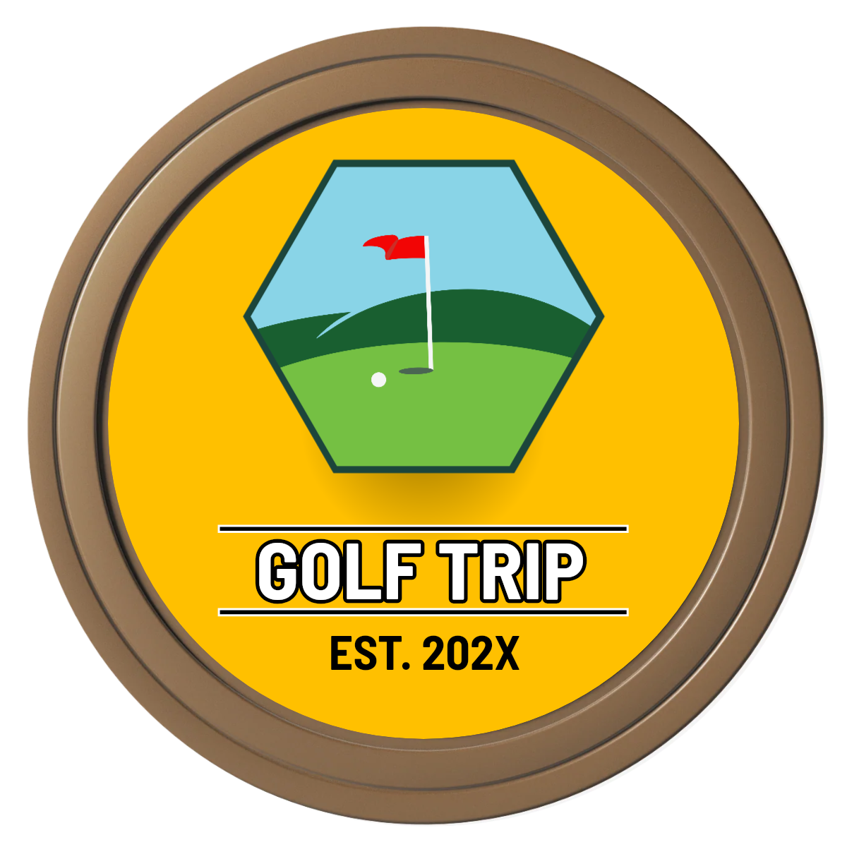 Golf Trip #001 Composite Poker Chips - Brown / Solid - Front