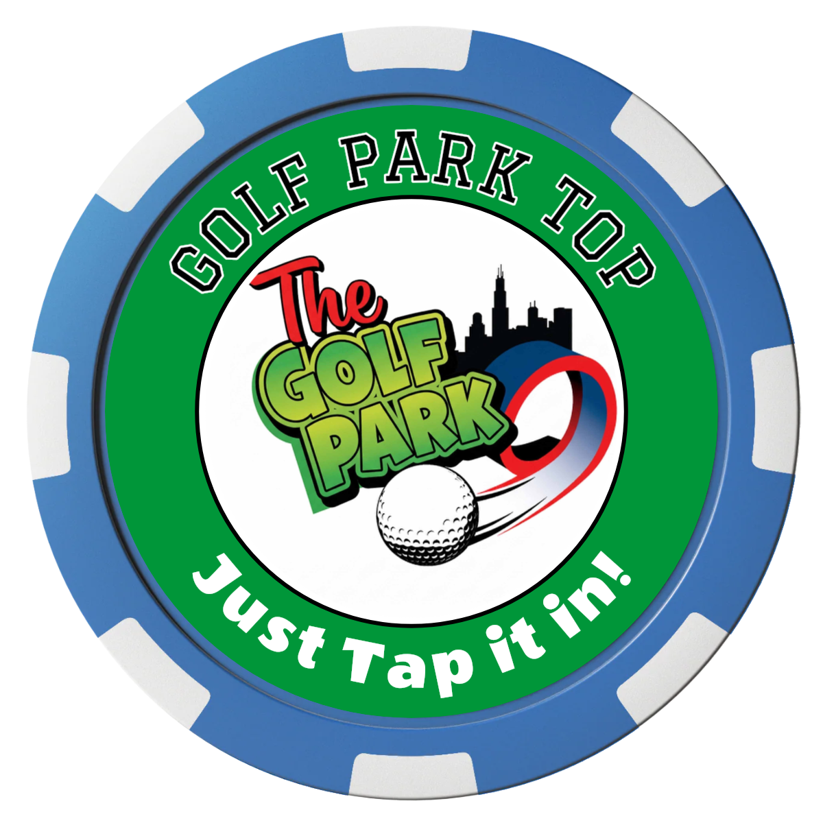 Golf Slogan Magnetic Composite Poker Chips - Blue / 8 Spot - Back