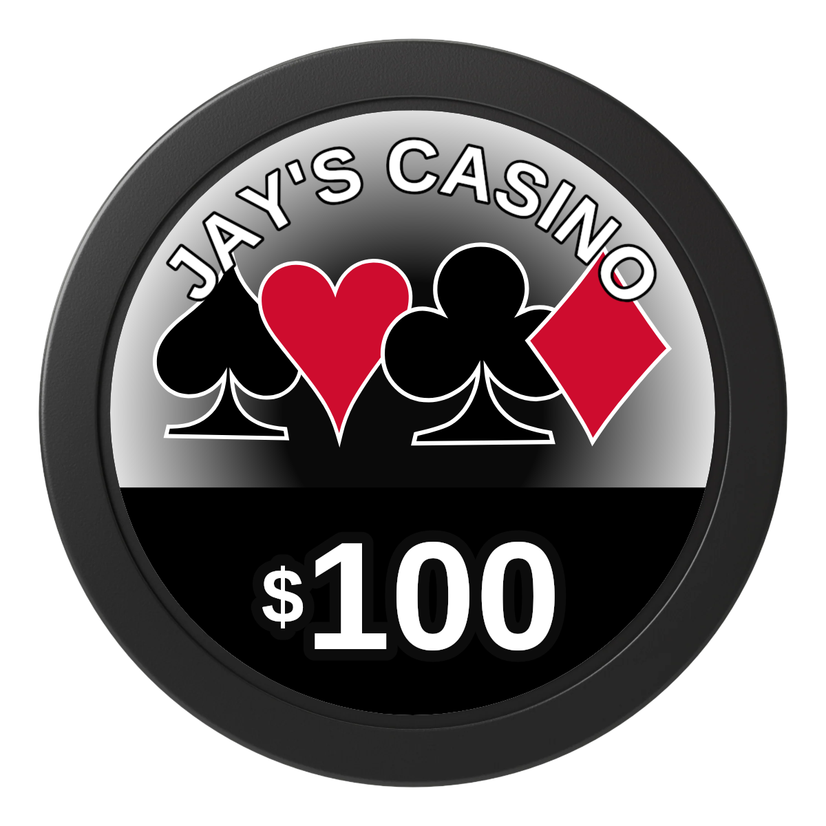 Jay's Casino 2" Oversized Poker Chips - Black - Front