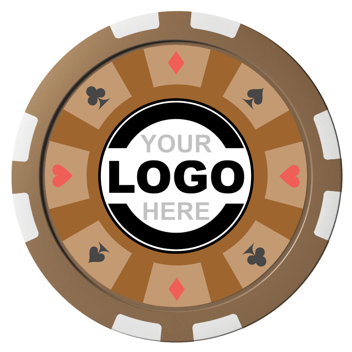 Suit 8 Your Logo Composite Poker Chips - Brown / 8 Stripe - Front