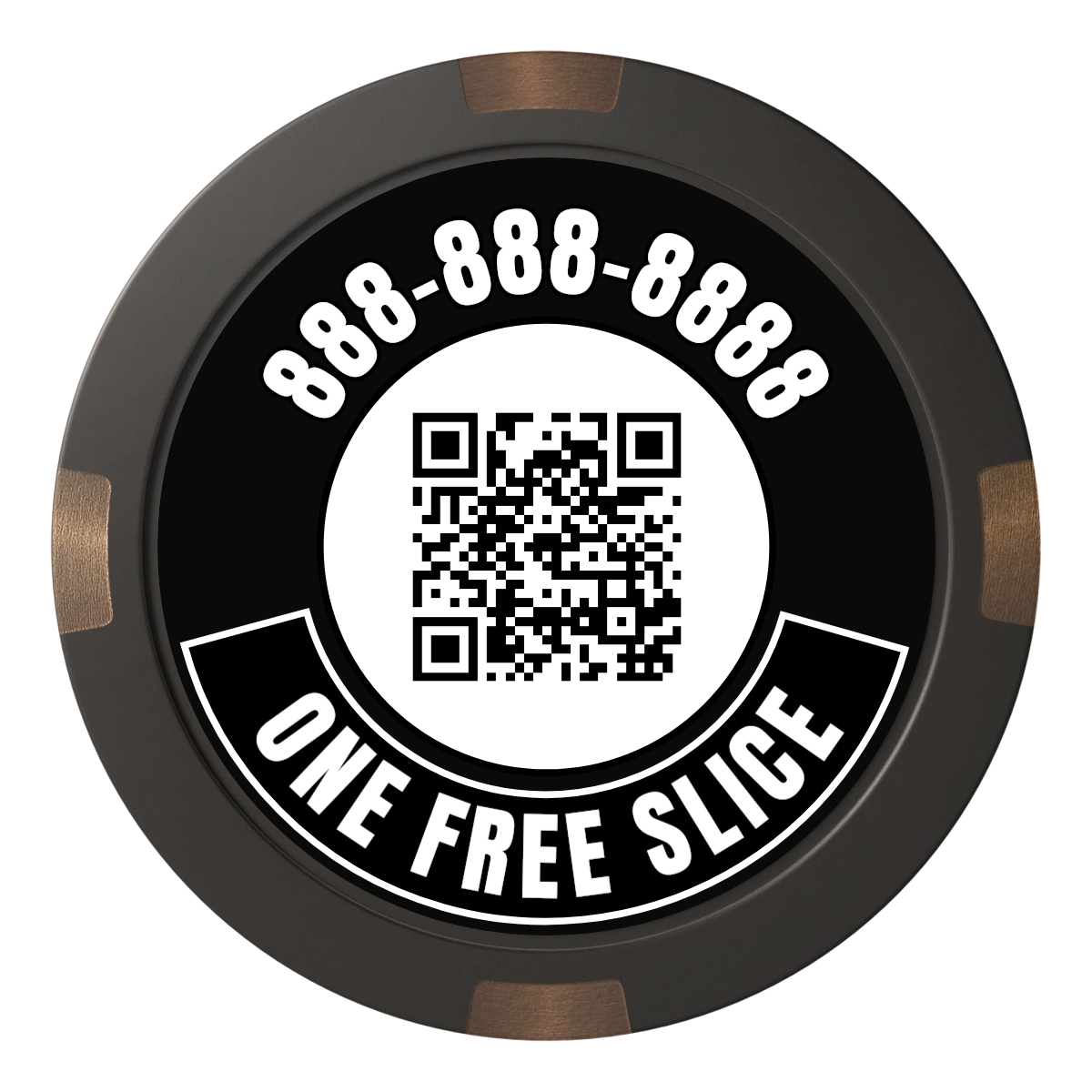 Brew Pub or Pizzeria with Logo Composite & Metal Hybrid Poker Chips - Black / 4 Spot - Back