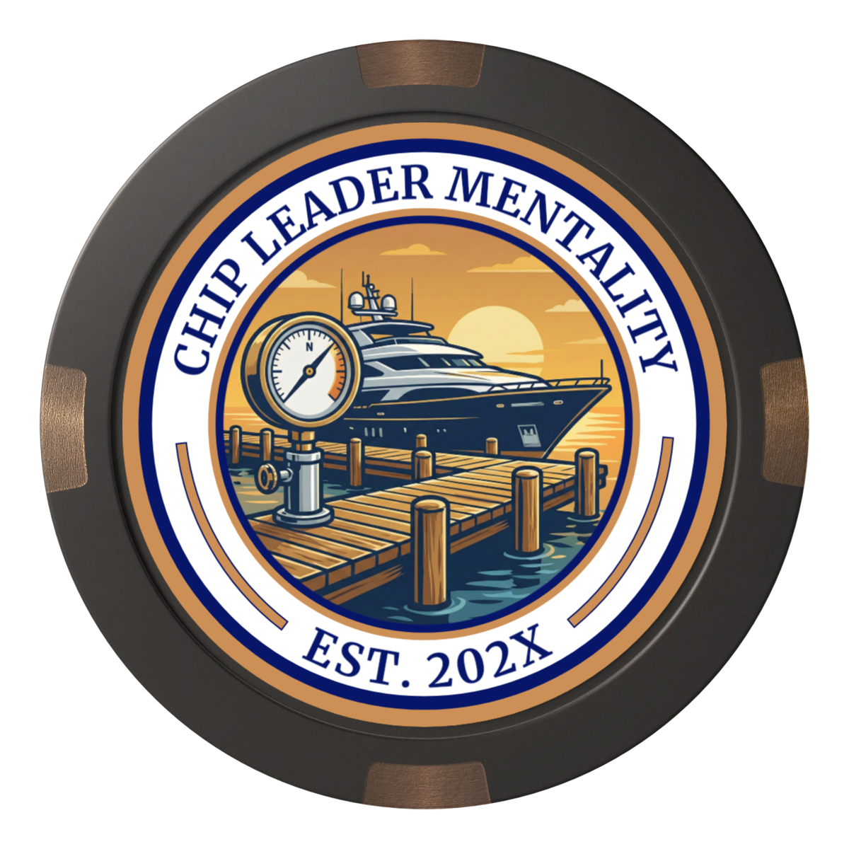 Anchor Down Card Room Composite & Metal Hybrid Poker Card Protectors - Black - Front