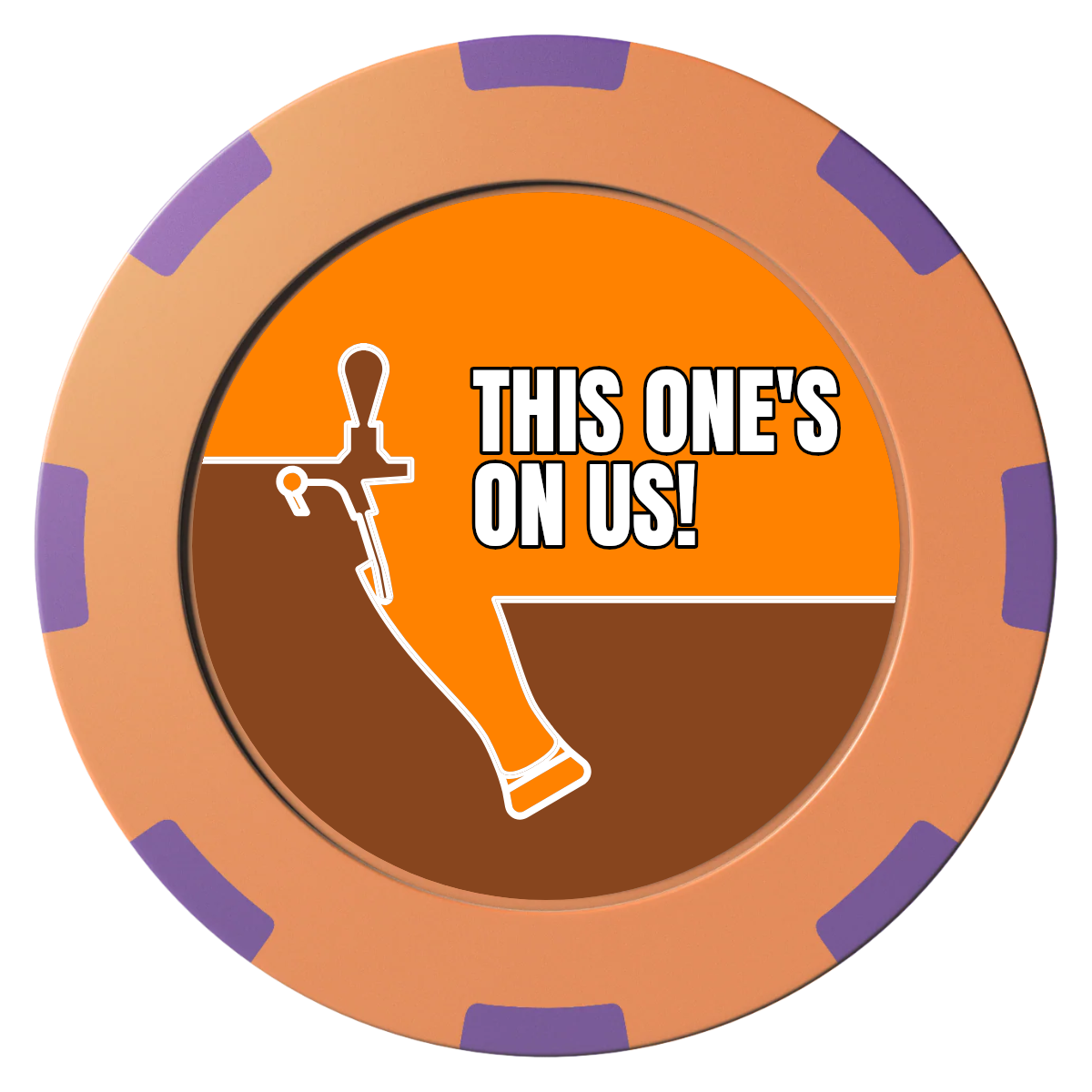 I'd Tap That Clay Poker Chips - Orange / 8 Spot (2 Tone) / 40mm - Front