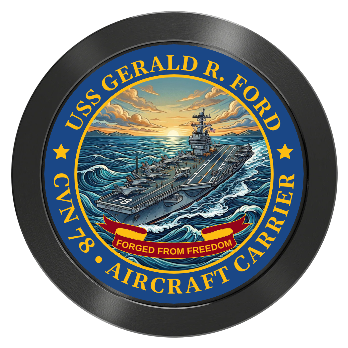 Navy USS Gerald Ford Aluminum Poker Chips - Black - Back
