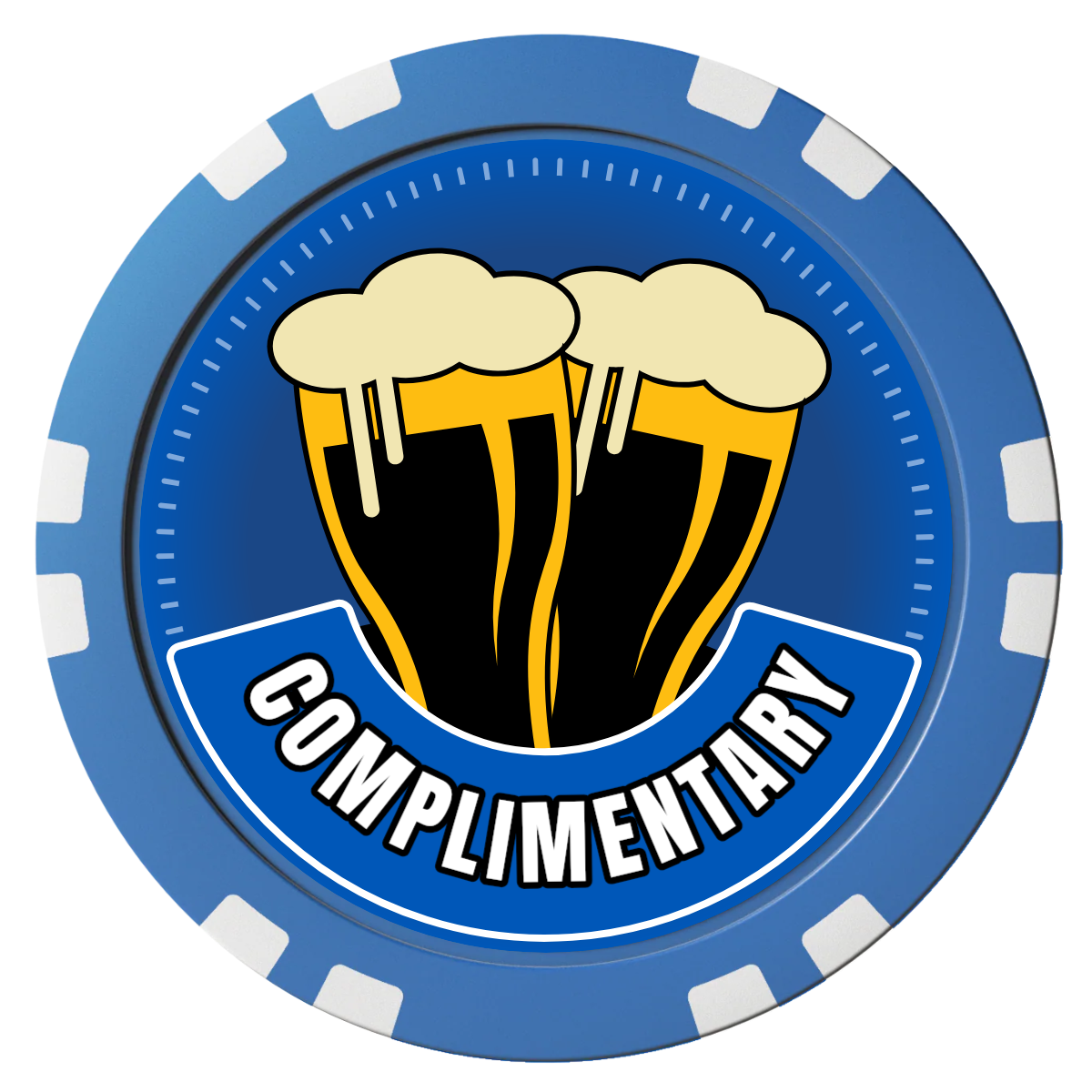Double Pint 2 Composite Poker Chips - Blue / Double Stripe - Back