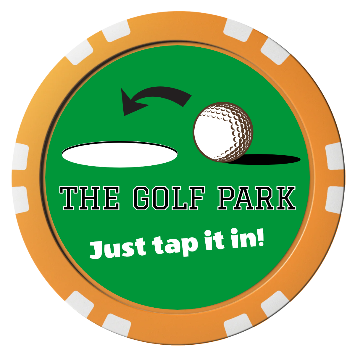 Golf Slogan Composite Poker Chips - Orange / Double Stripe - Front