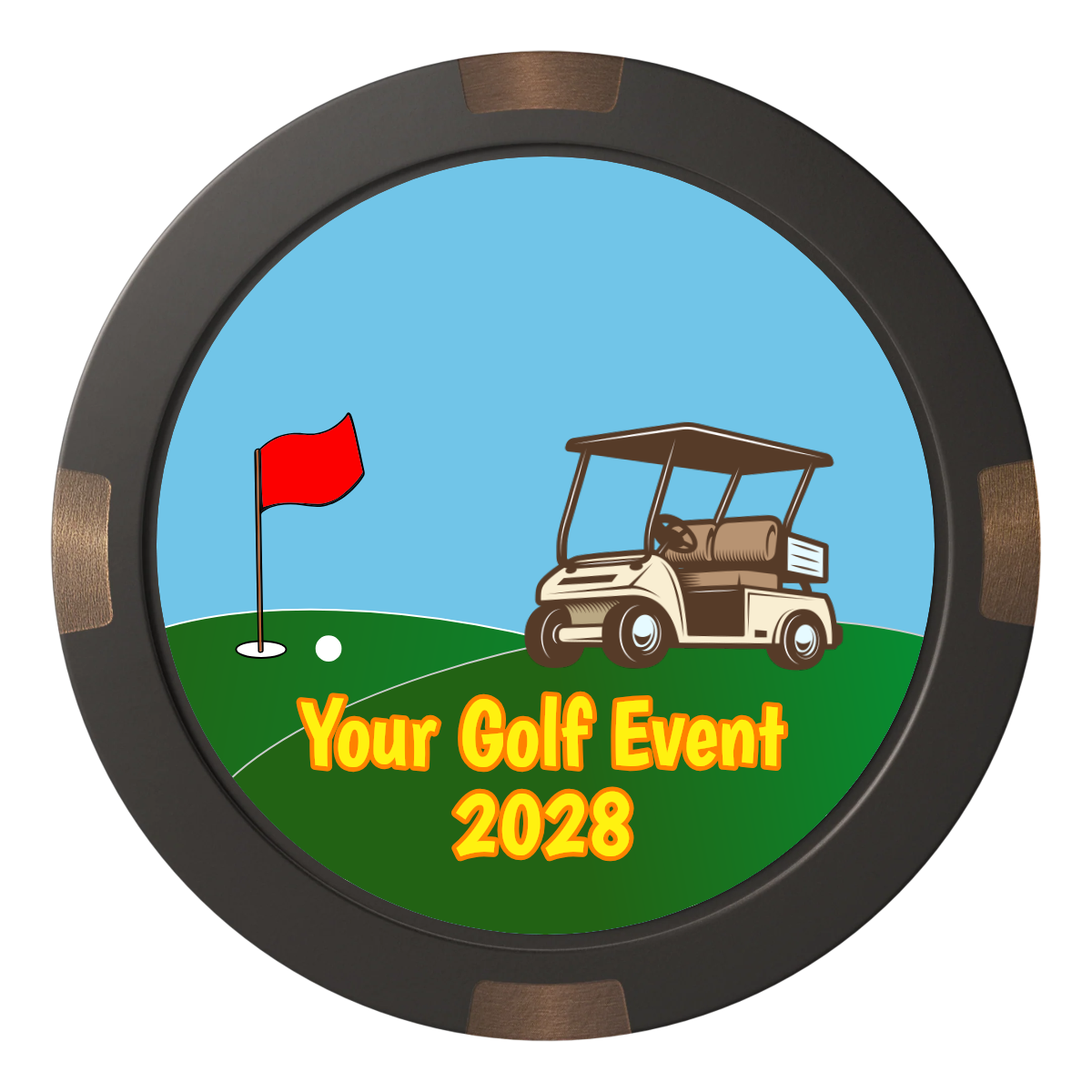 Going Golfing Today Composite & Metal Hybrid Poker Chips - Black - Front