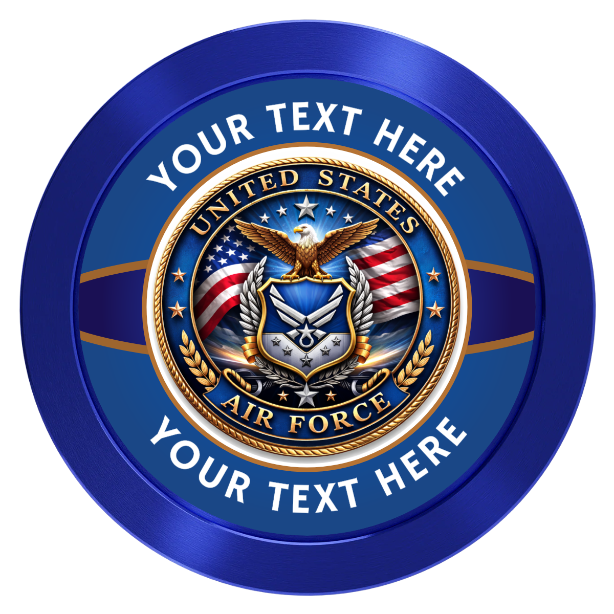 Air Force Aluminum Poker Chips - Blue - Front