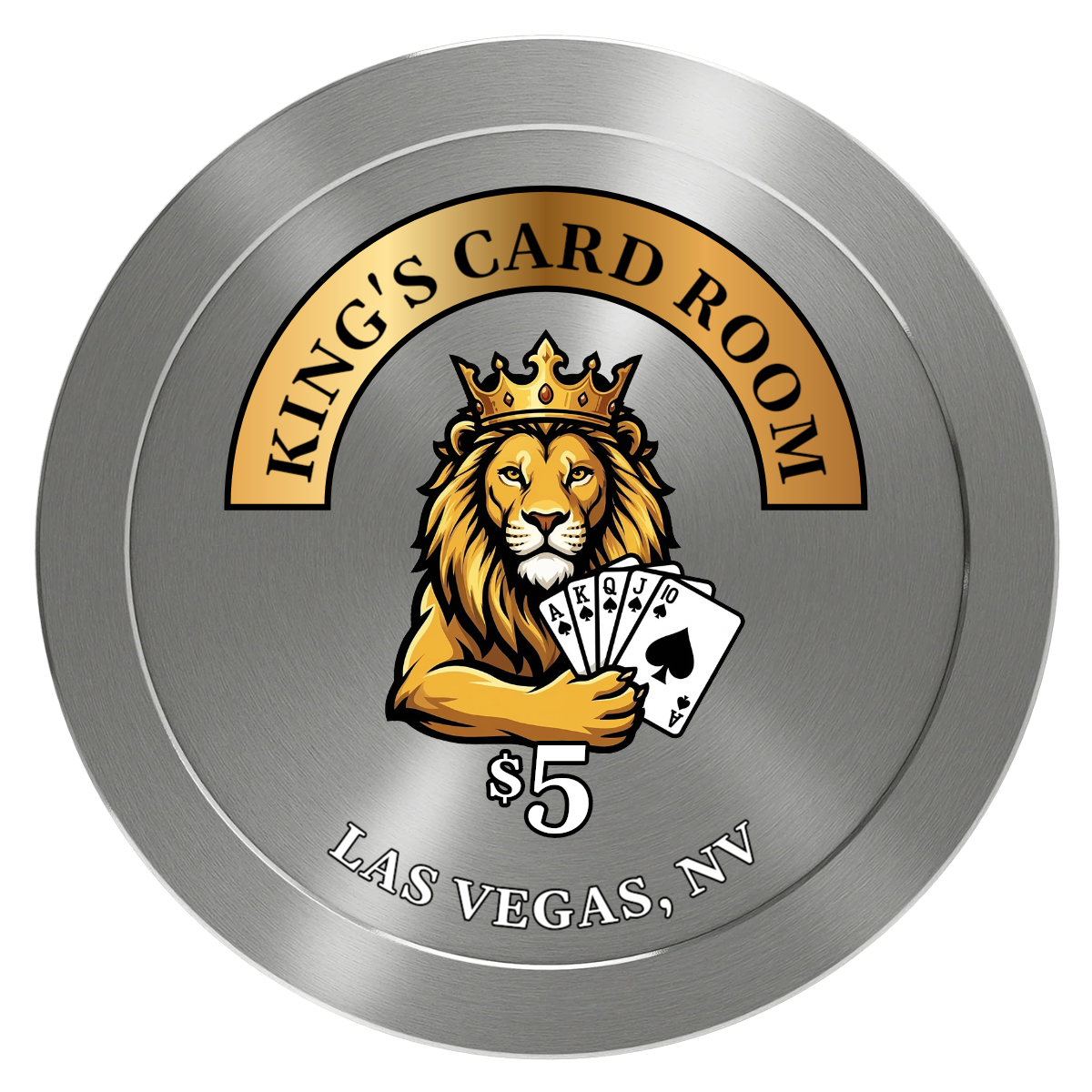 King's Card Room Aluminum Poker Chips - Silver - Back