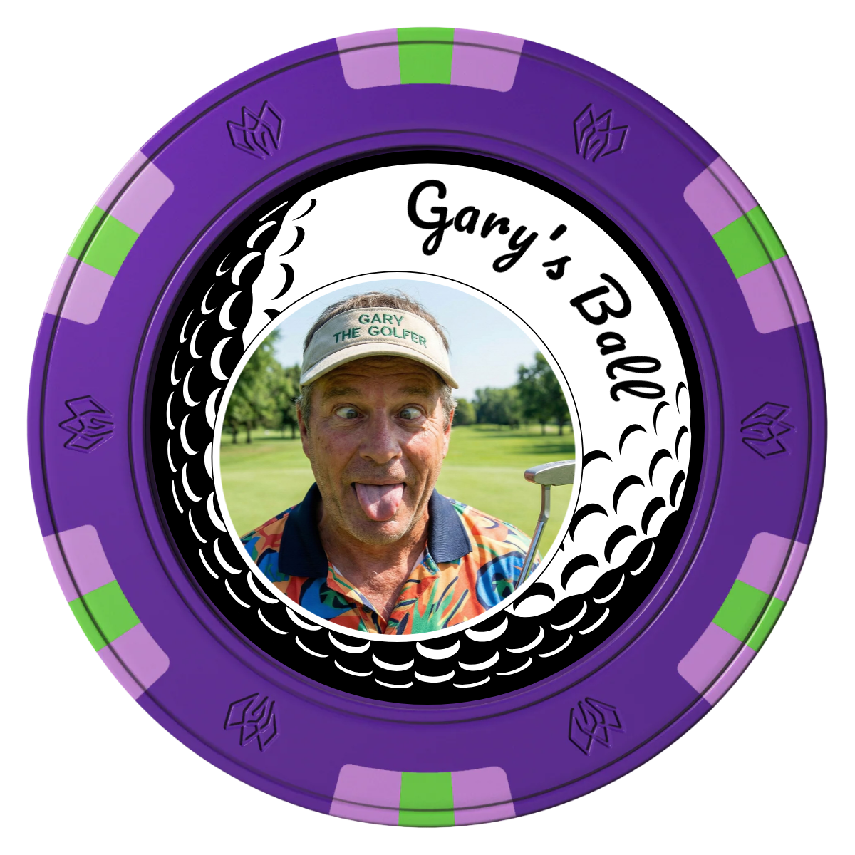 Gary's Ball Clay Poker Chips - Purple / 6 Spot Gem / 43mm - Front