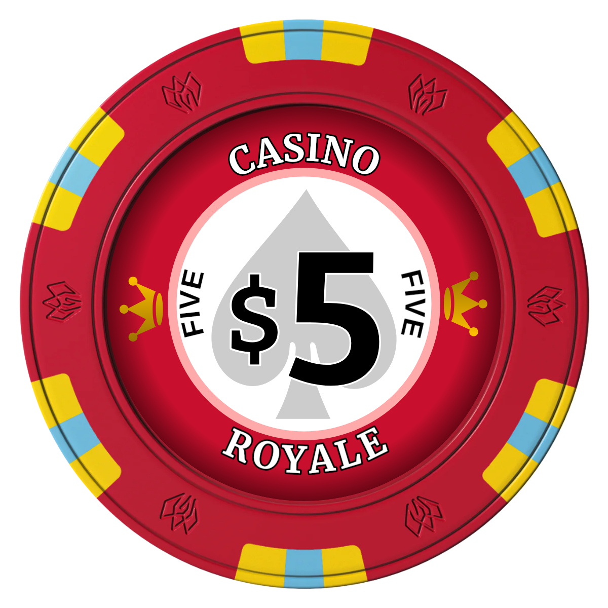 Casino Royale Clay Poker Chips - Red / 6 Spot Gem / 40mm - Front