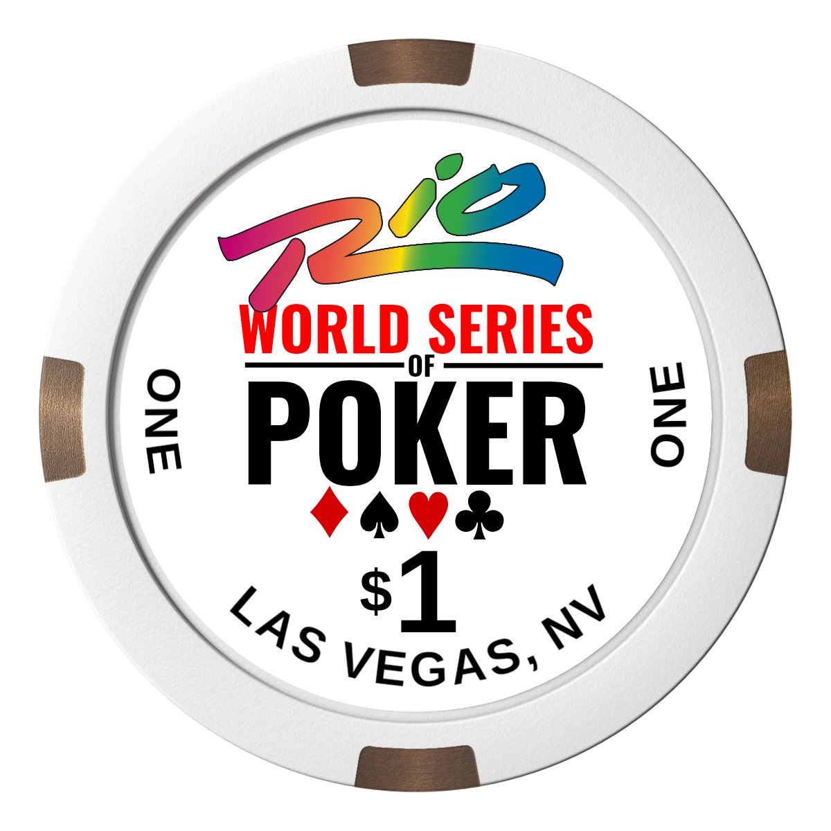 WSOP Composite & Metal Hybrid Poker Chips - White / 4 Spot - Front