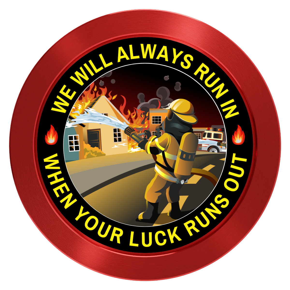 Firefighter Maltese Cross Aluminum Poker Chips - Red - Front