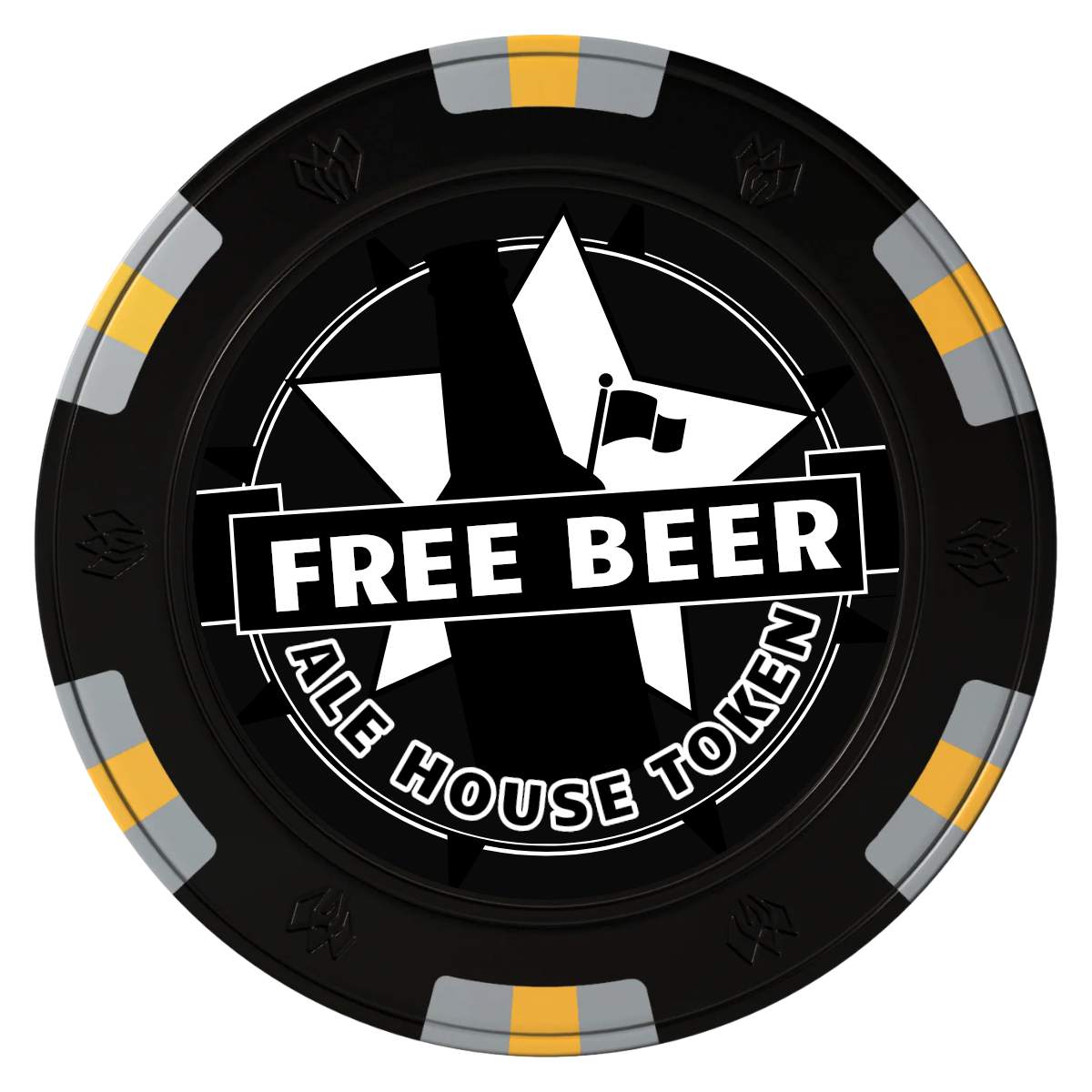 Free Beer Drink Clay Poker Chips - Black / 6 Spot Gem / 40mm - Front