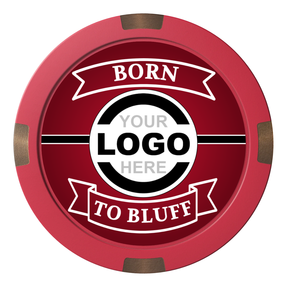 Double Banner Composite & Metal Hybrid Poker Card Protectors - Red - Front