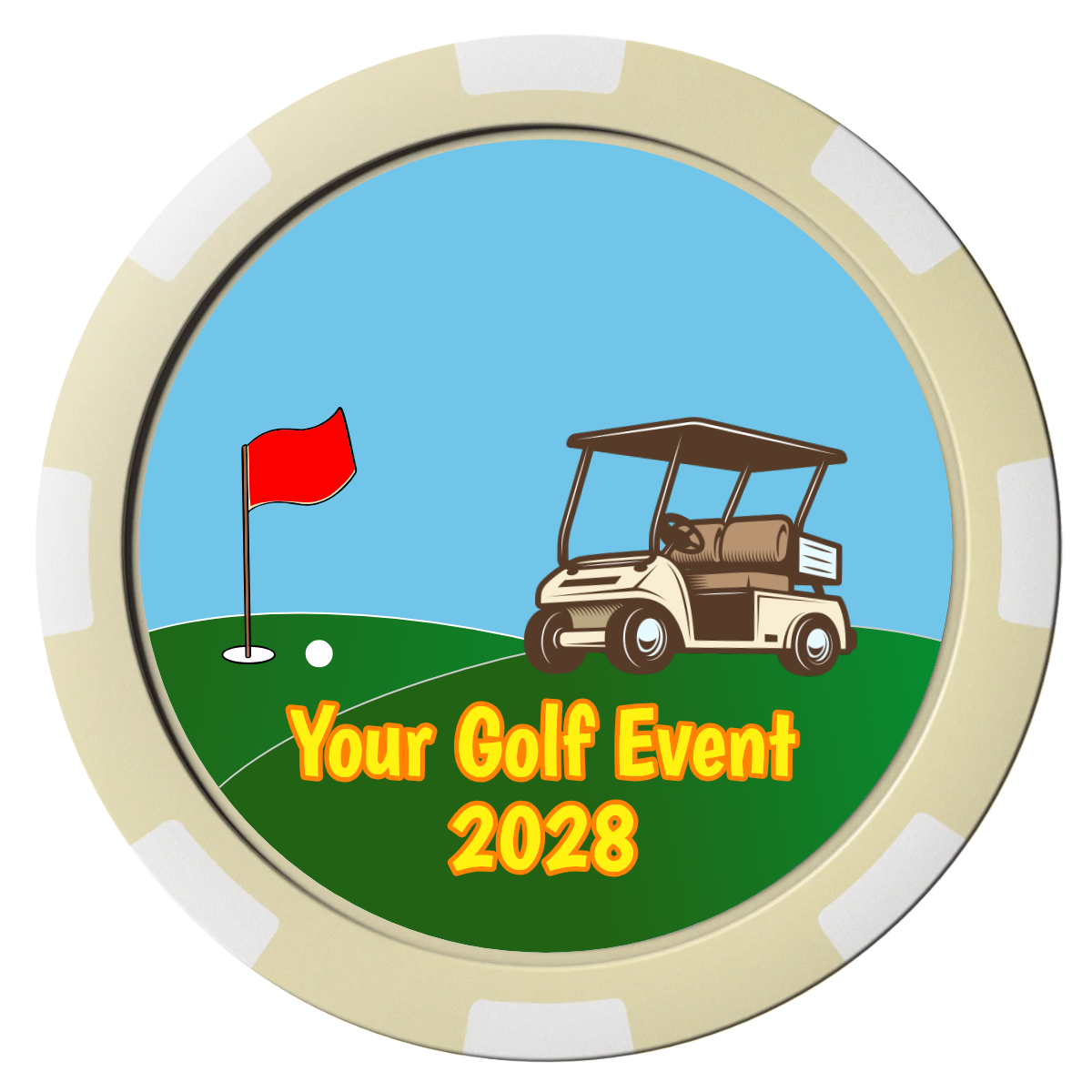 Going Golfing Today Magnetic Composite Poker Chips - Ivory / 8 Spot - Front