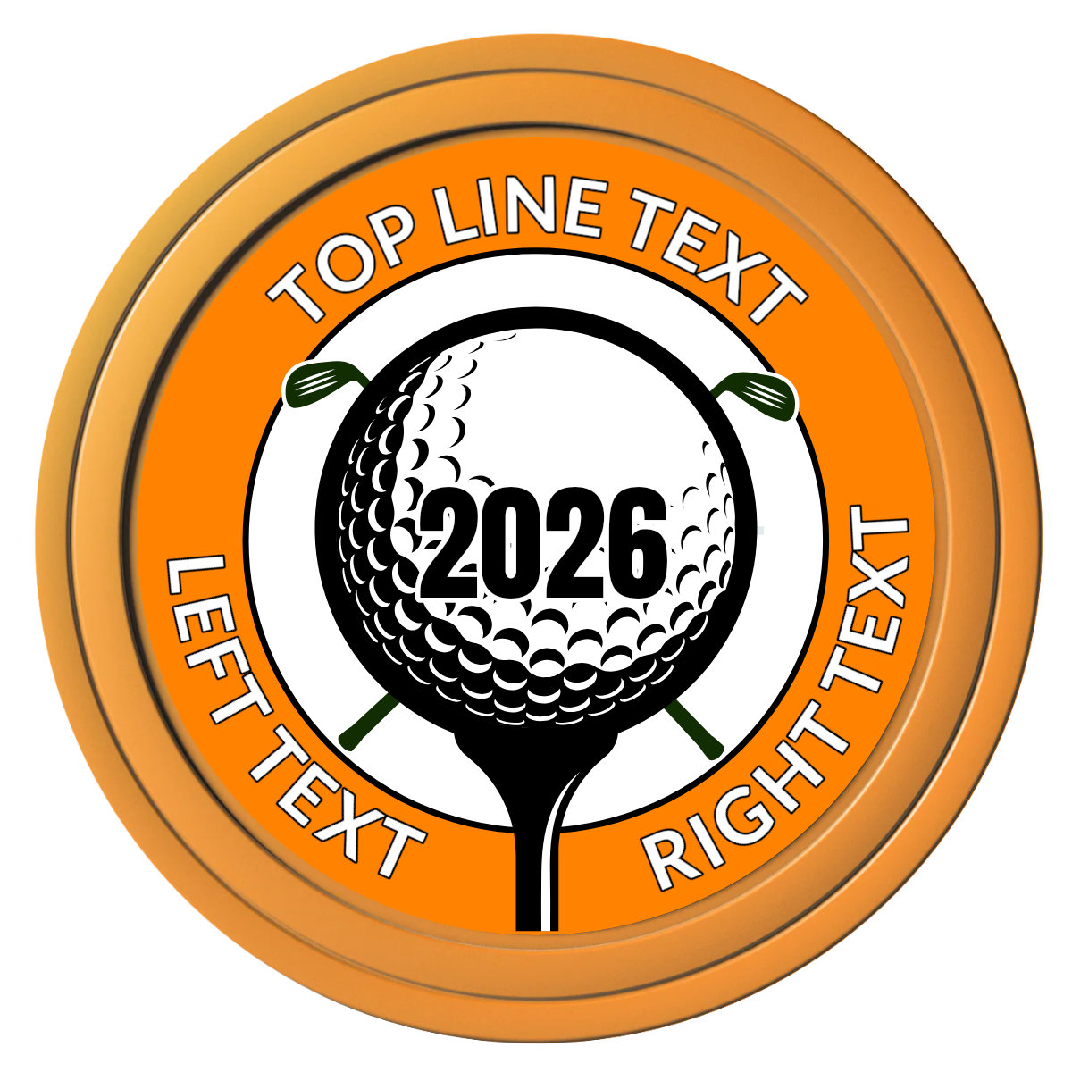 Tee it up Composite Poker Chips - Orange / Solid - Front