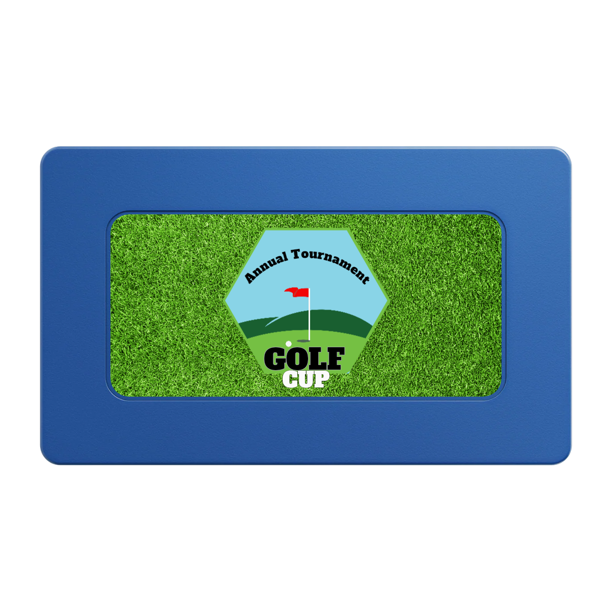 Golf Cup Rectangular Poker Chip Plaques - Blue - Front