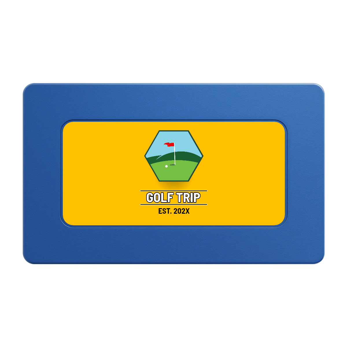 Golf Trip #001 Rectangular Poker Chip Plaques - Blue - Front