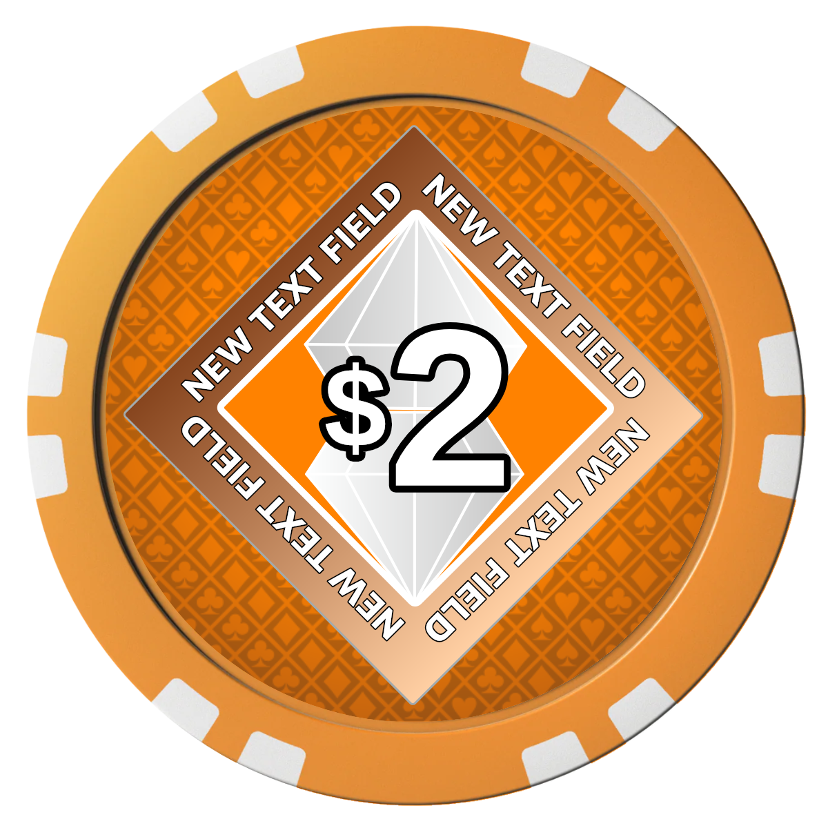 Diamond in the Rough Composite Poker Chips - Orange / Double Stripe - Front