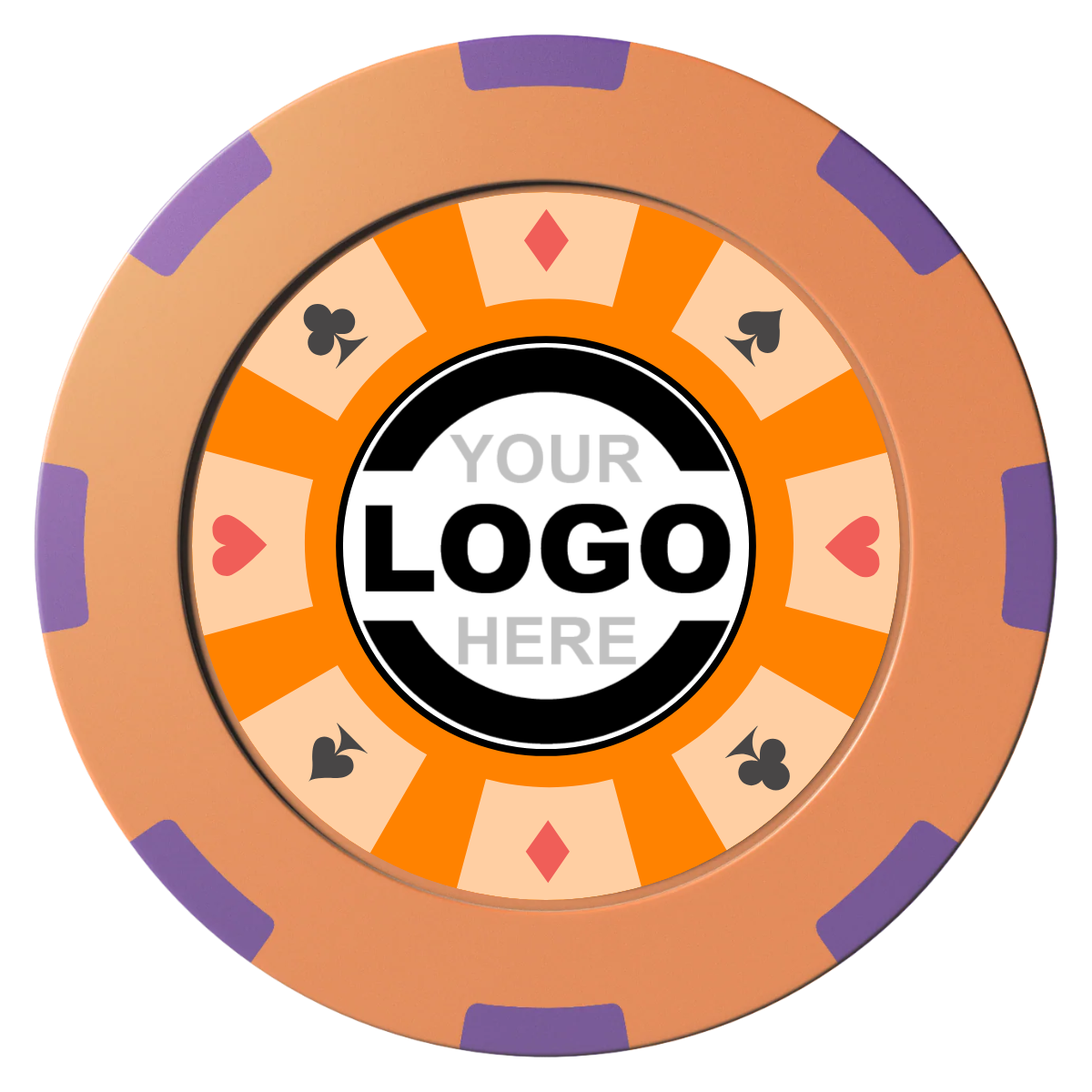 Suit 8 Your Logo Clay Poker Chips - Orange / 8 Spot (2 Tone) / 40mm - Front