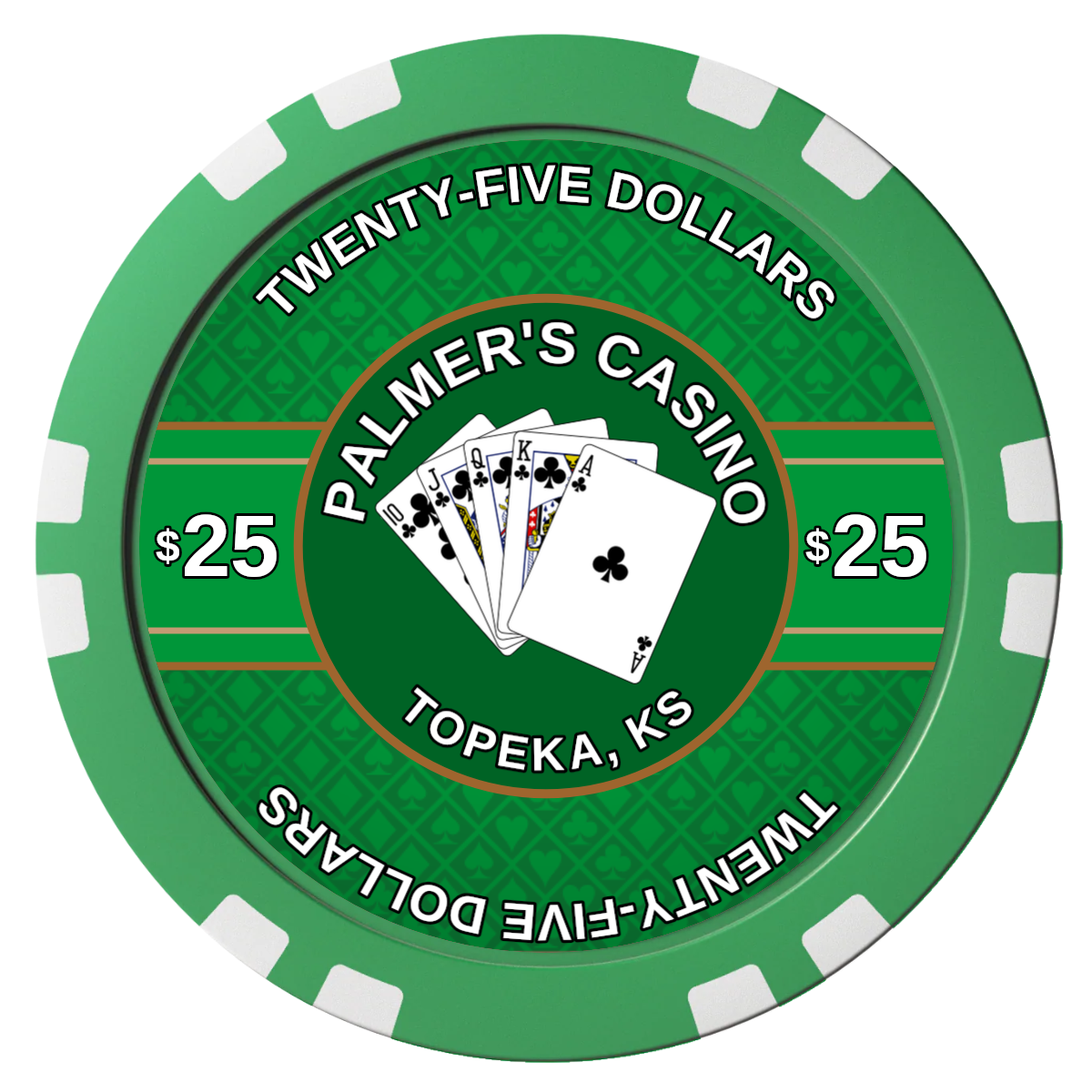 Palmer's Casino Composite Poker Chips - Green / Double Stripe - Front