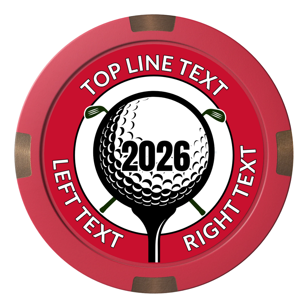 Tee it up Composite & Metal Hybrid Poker Chips - Red - Front