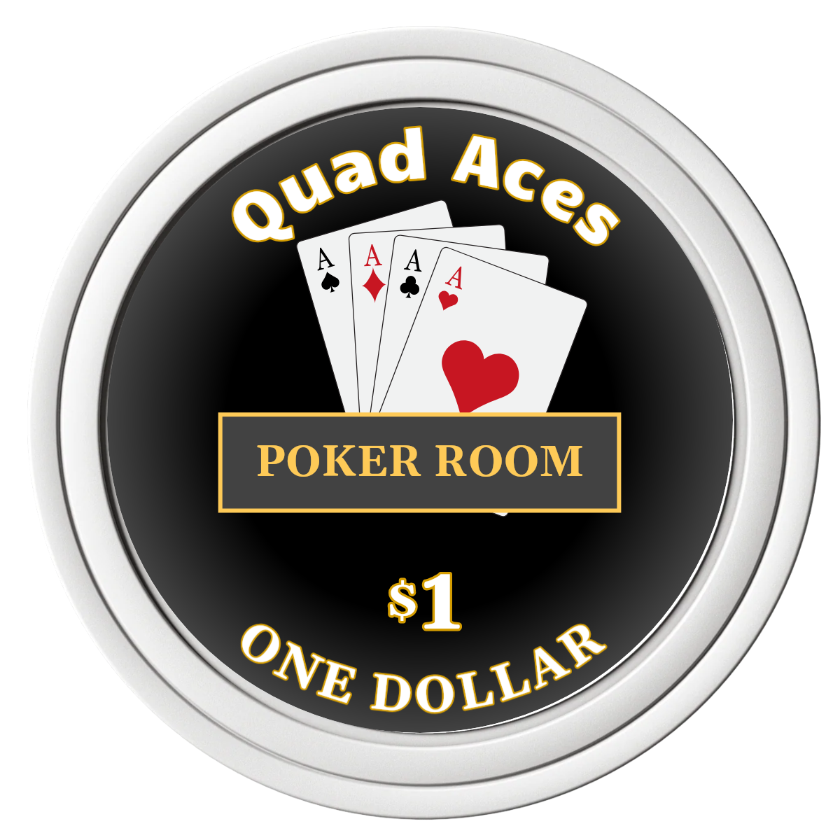 Quad Aces Composite Poker Chips - White / Solid - Front