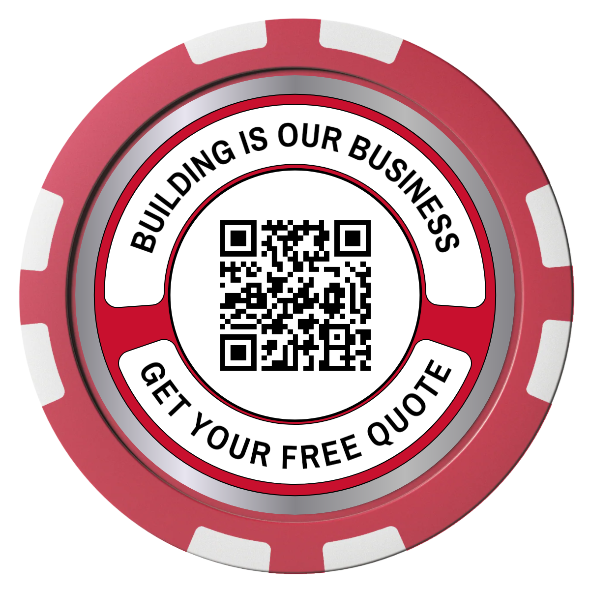 Acme Construction Composite Poker Chips - Red / 8 Stripe - Front