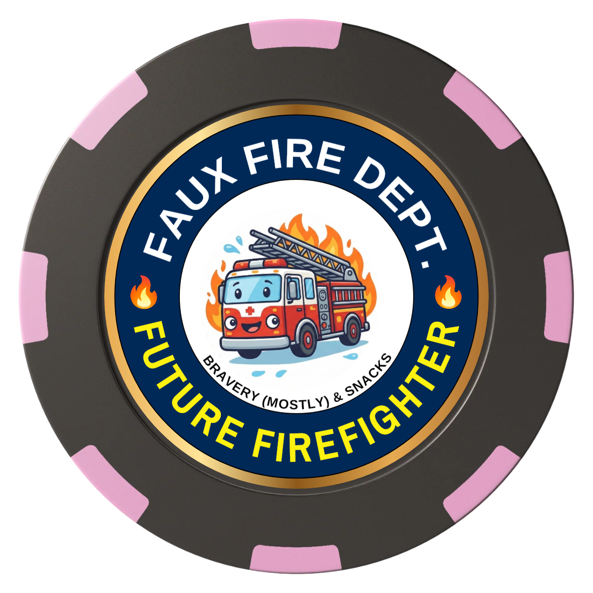 Future Firefighter Clay Poker Chips - Black / 8 Spot (2 Tone) / 40mm - Front