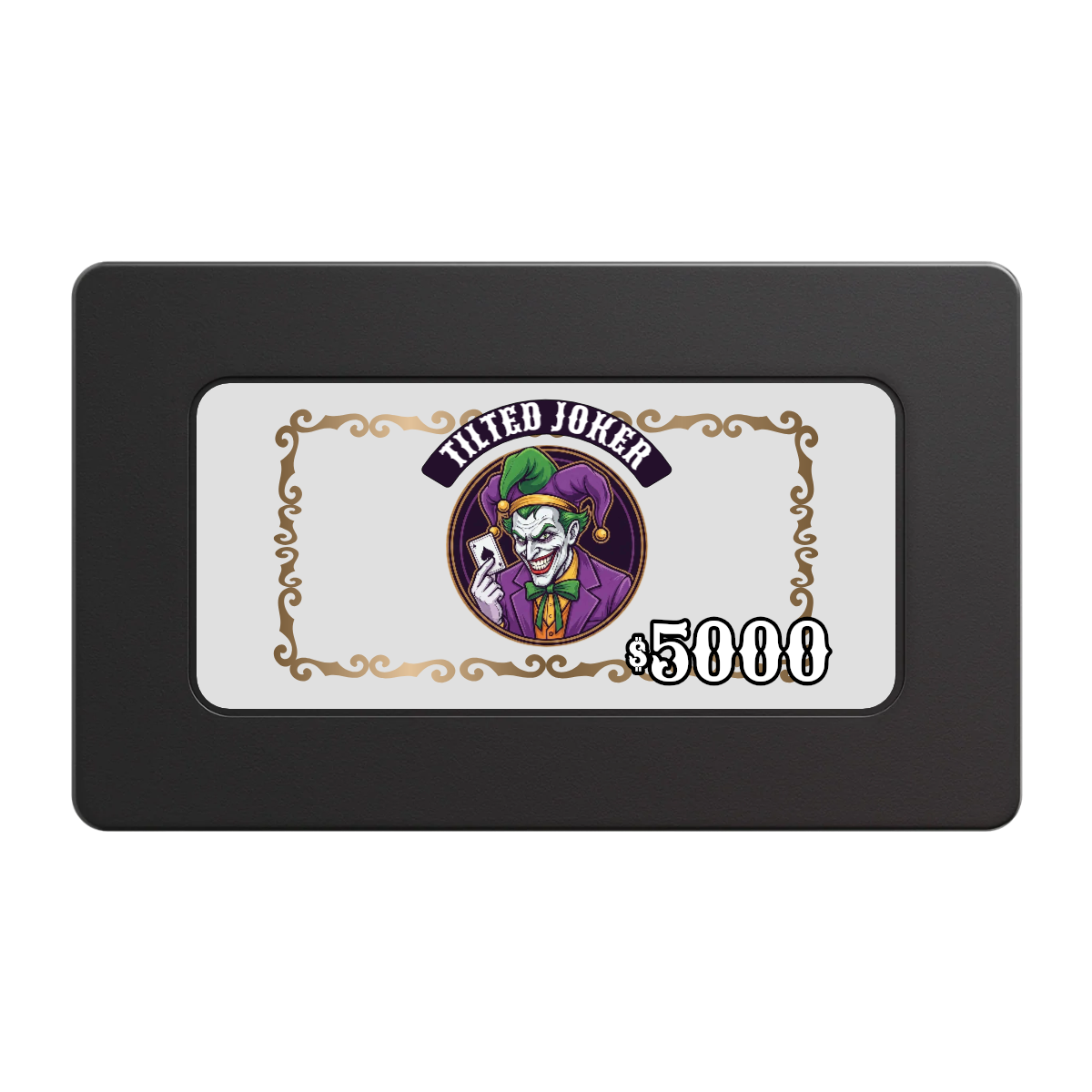 Tilted Joker Rectangular Poker Chip Plaques - Black - Back