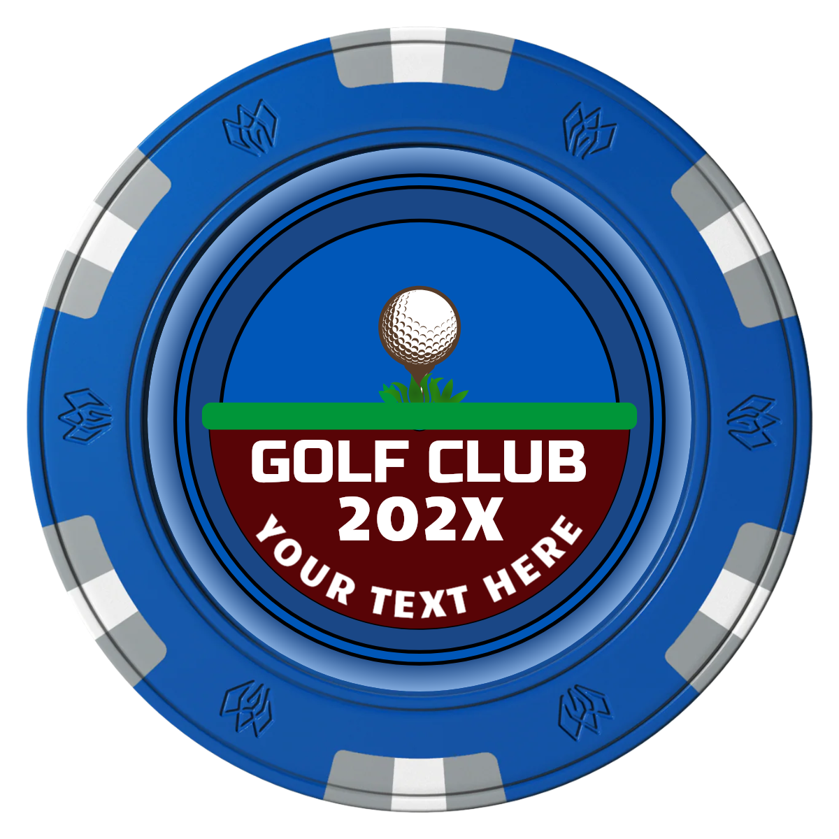 Teed Up Clay Poker Chips - Blue / 6 Spot Gem / 40mm - Front