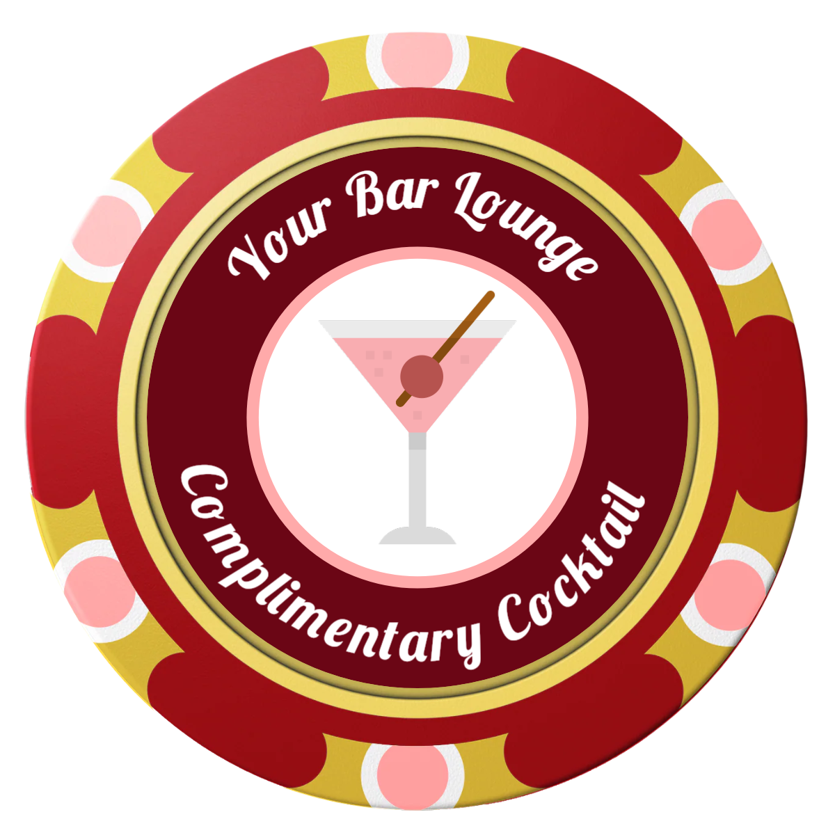 Fancy Drink Clay Poker Chips - Red / Monte Carlo / 40mm - Front