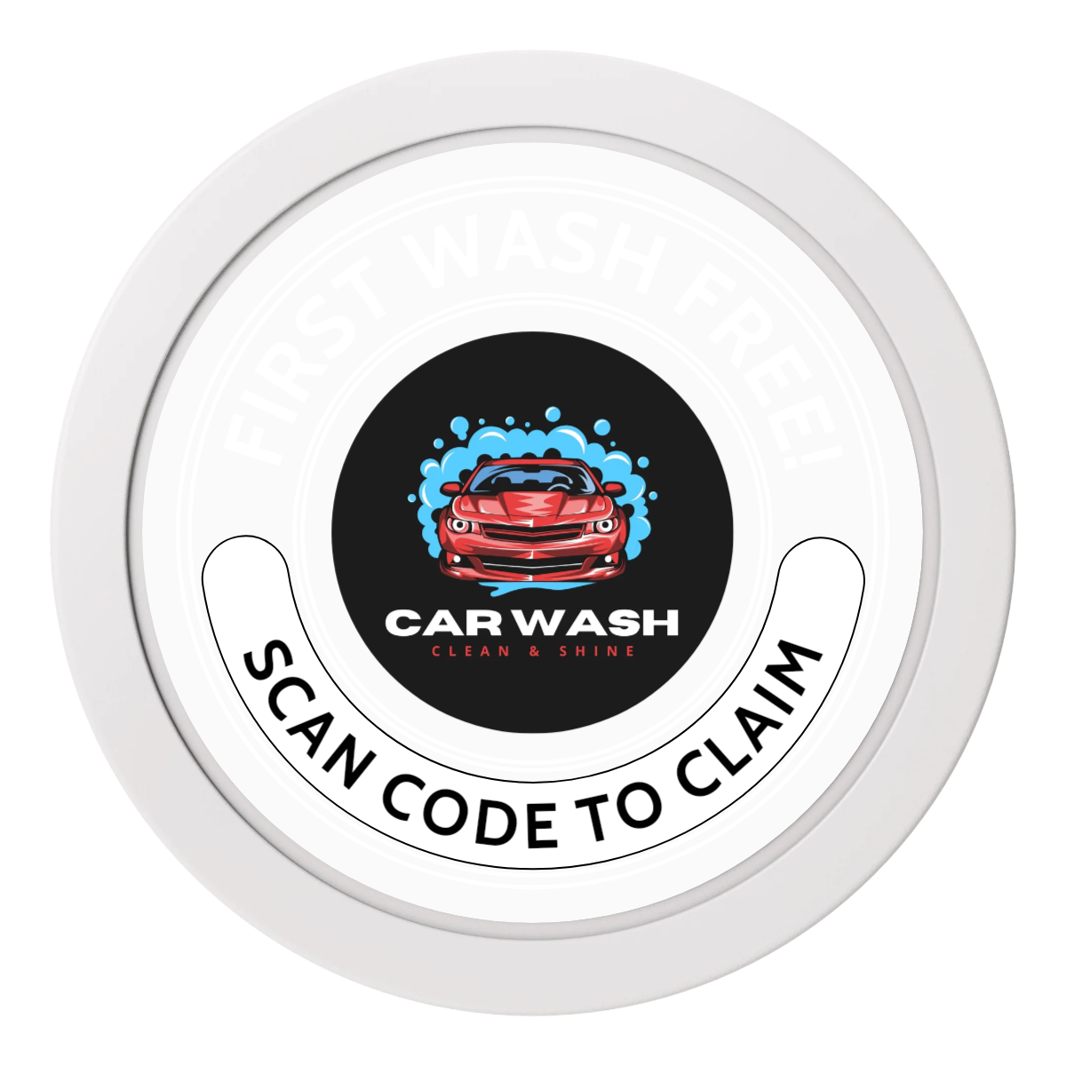 Car Wash Promotion 2" Oversized Poker Chip - Custom Dealer Button & Card Protector - White - Front