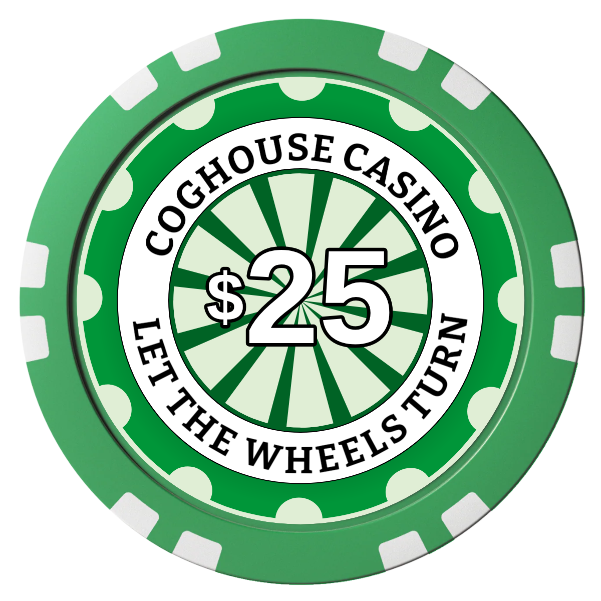 Cog House Composite Poker Chips - Green / Double Stripe - Front