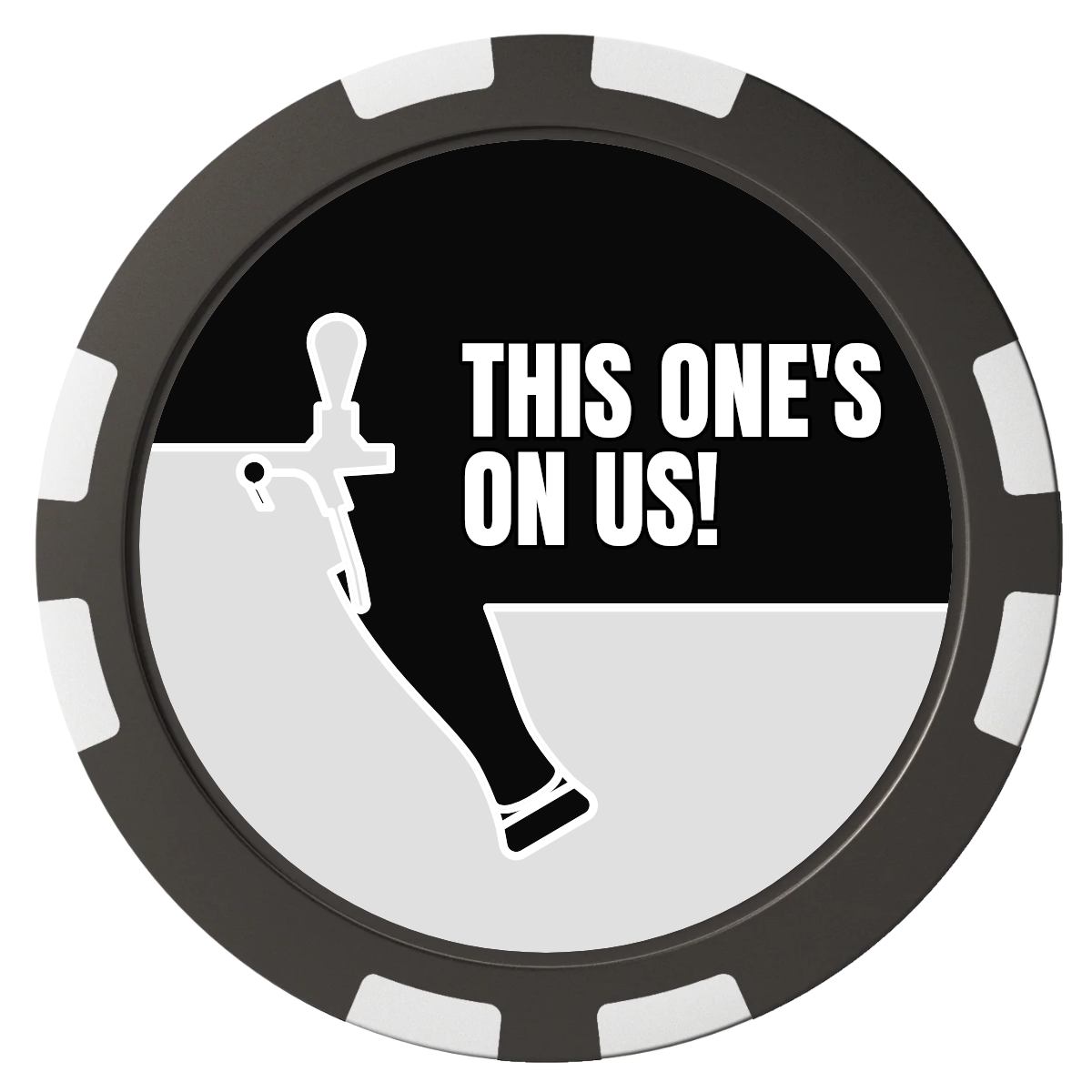 I'd Tap That Composite Poker Chips - Black / 8 Stripe - Front