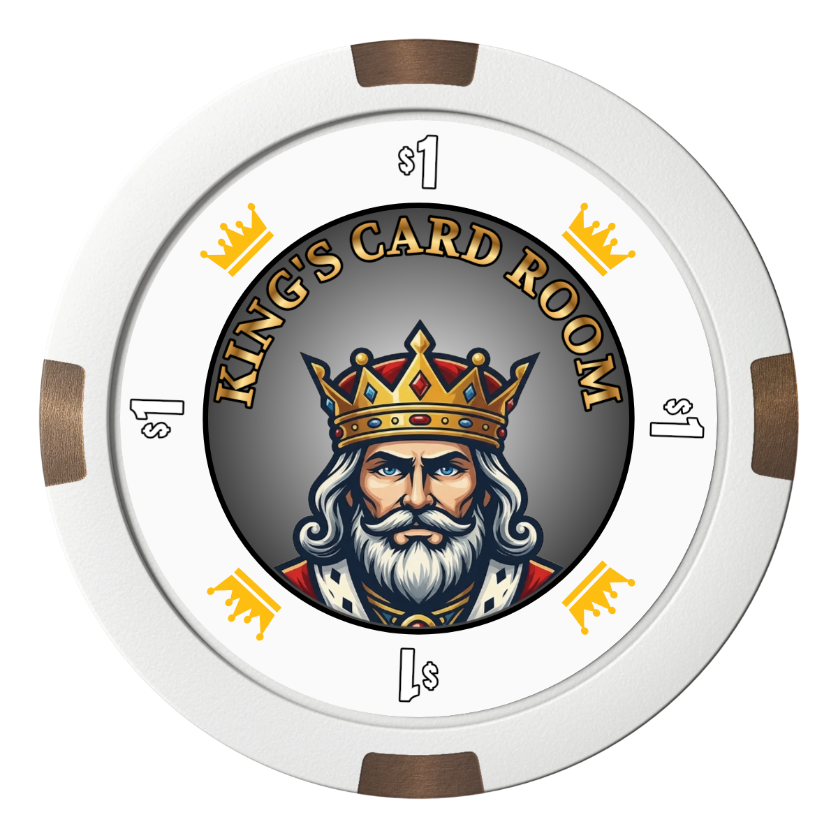 Kings Composite & Metal Hybrid Poker Chips - White - Back