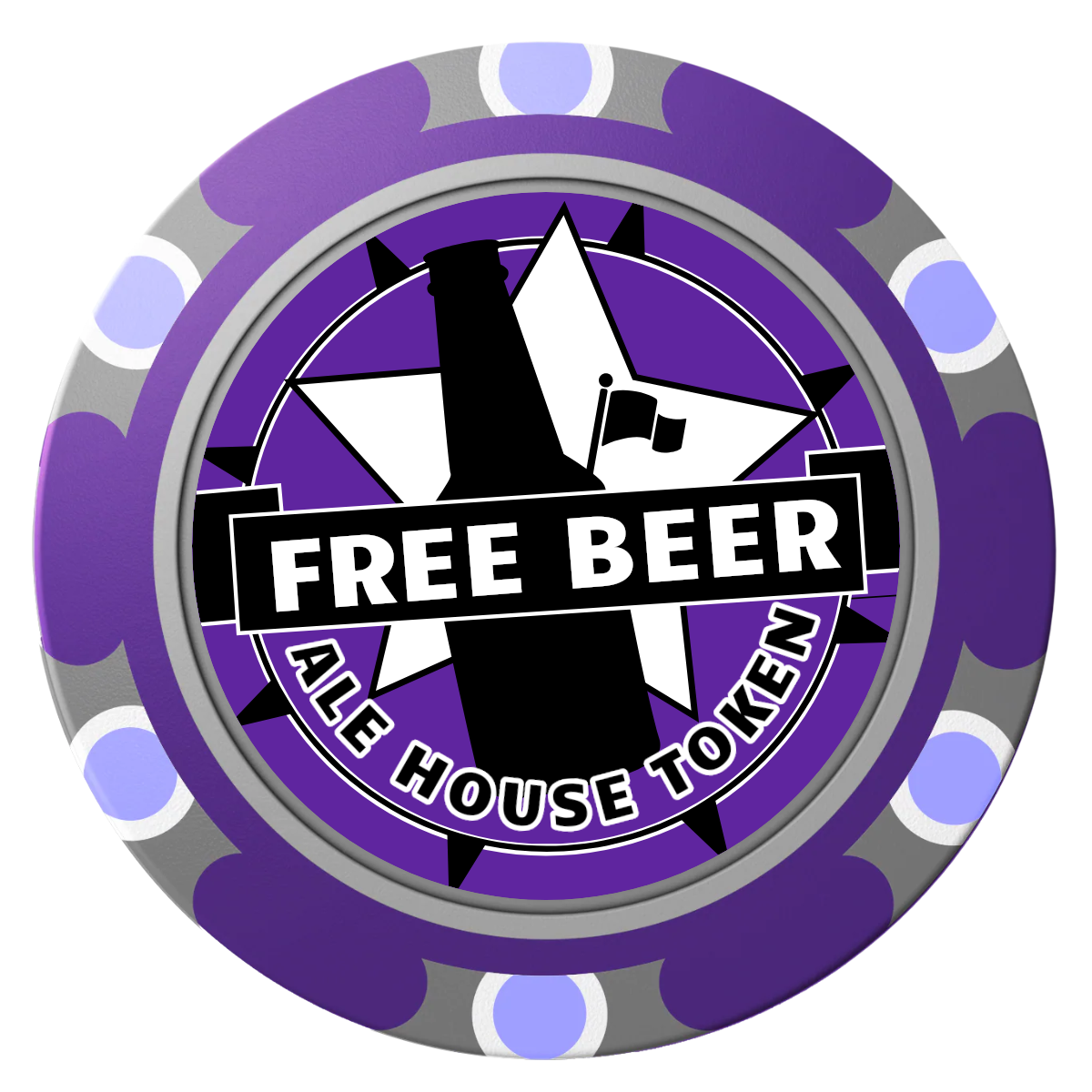 Free Beer Drink Clay Poker Chips - Purple / Monte Carlo / 40mm - Front