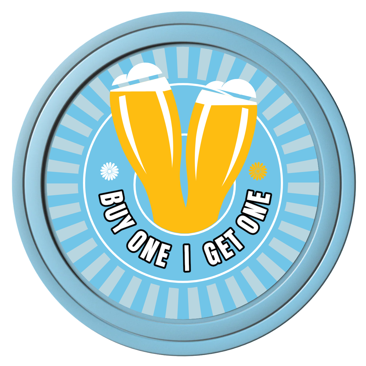 Double Pint Composite Poker Chips - Light Blue / Solid - Front