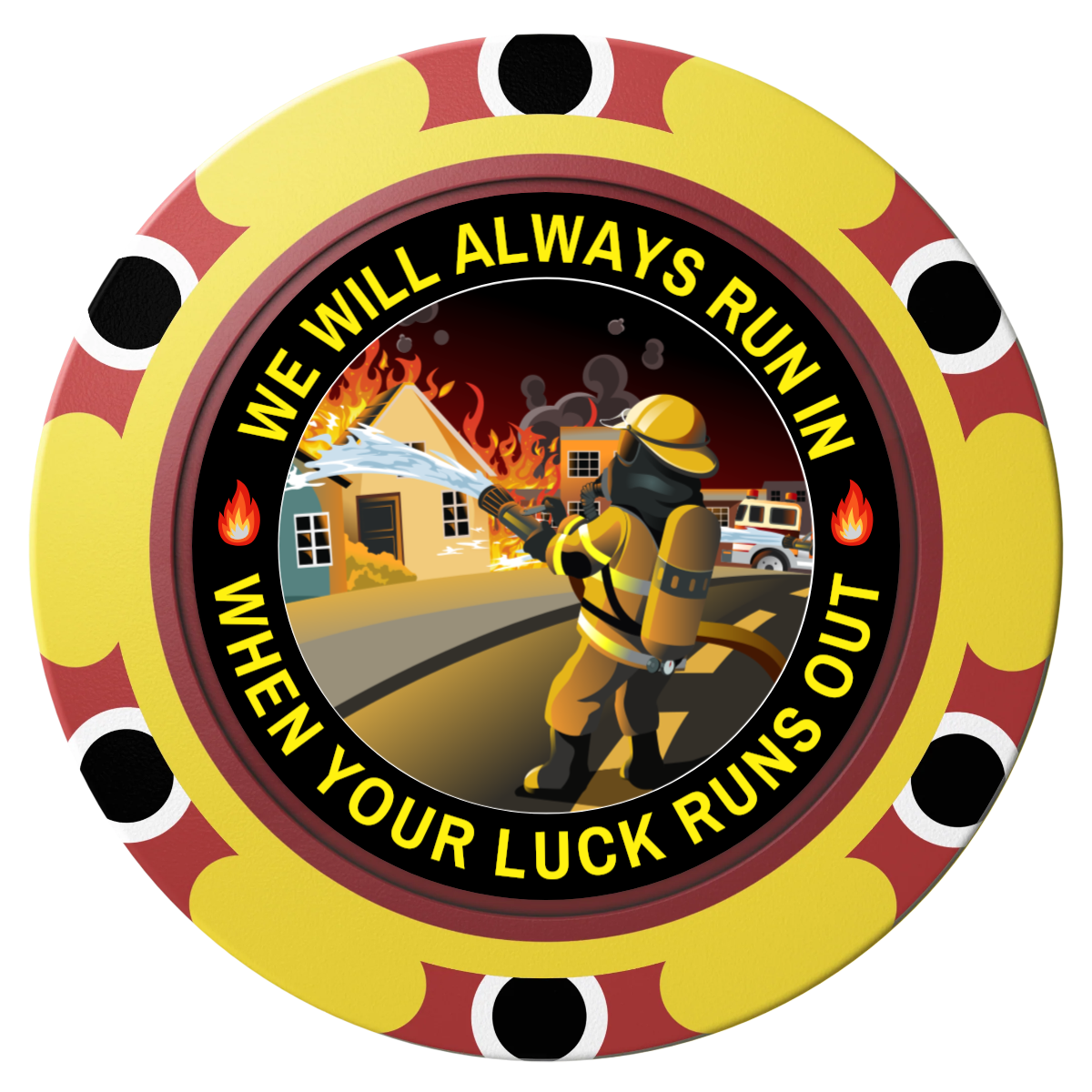 Firefighter Maltese Cross Clay Poker Chips - Yellow / Monte Carlo / 40mm - Front