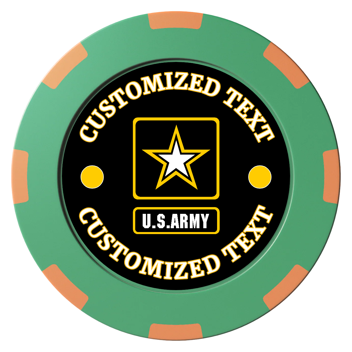 Army Strong Clay Poker Chips - Green / 8 Spot (2 Tone) / 40mm - Front