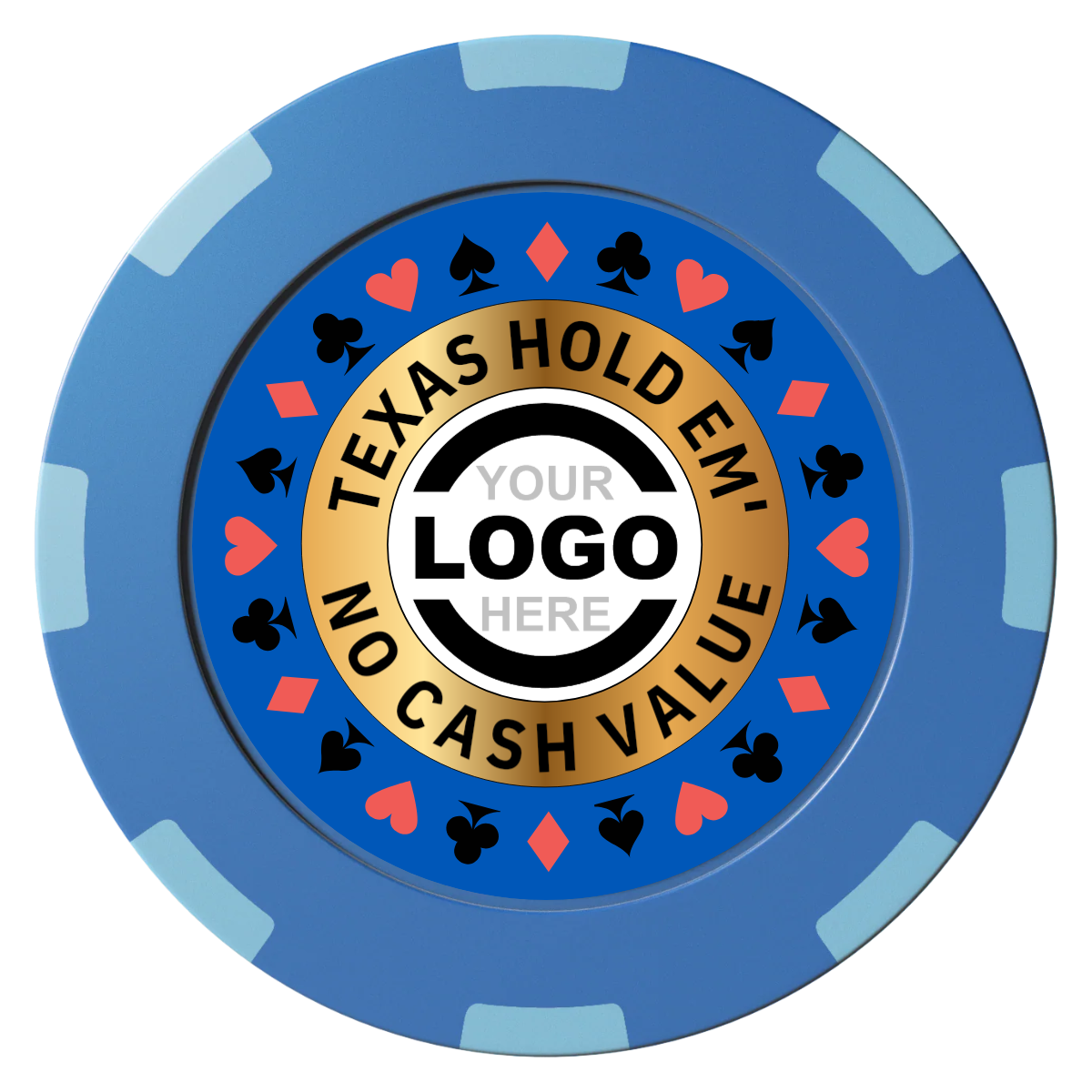 Texas Hold Em' Clay Poker Chips - Blue / 8 Spot (2 Tone) / 40mm - Front
