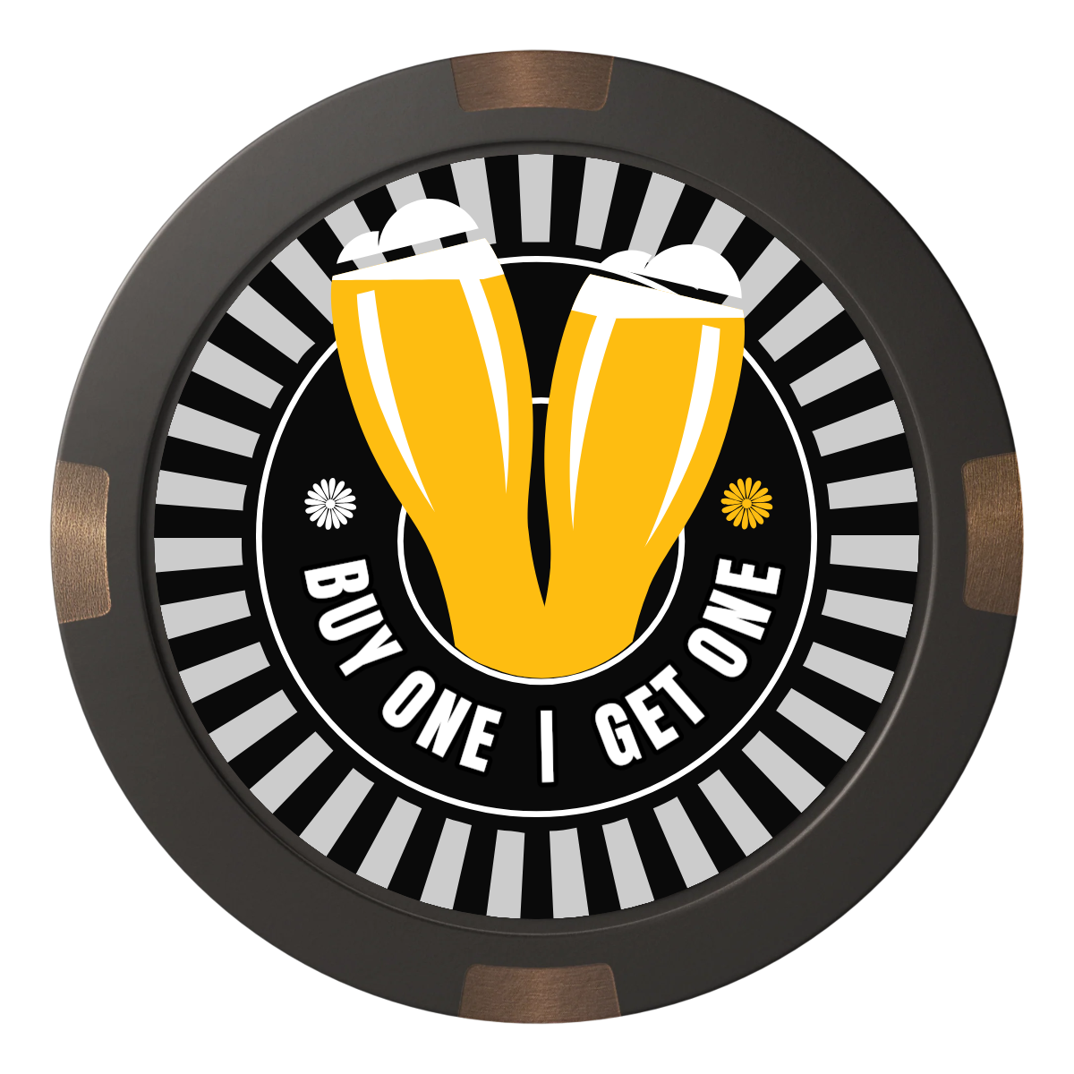 Double Pint Composite & Metal Hybrid Poker Chips - Black - Front
